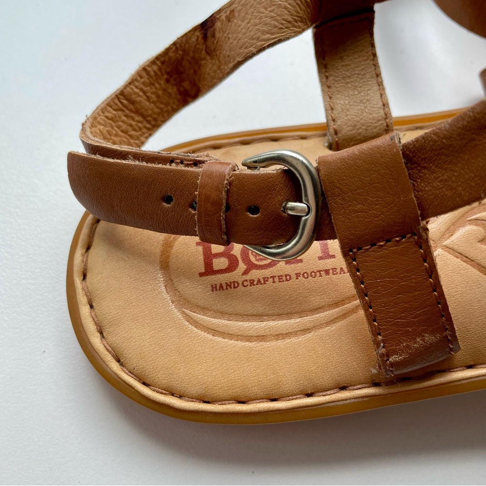 Born Women’s Leather Strappy Sandals Padded Footbed Size 8 Boho Tan Brown Summer - Picture 7 of 9